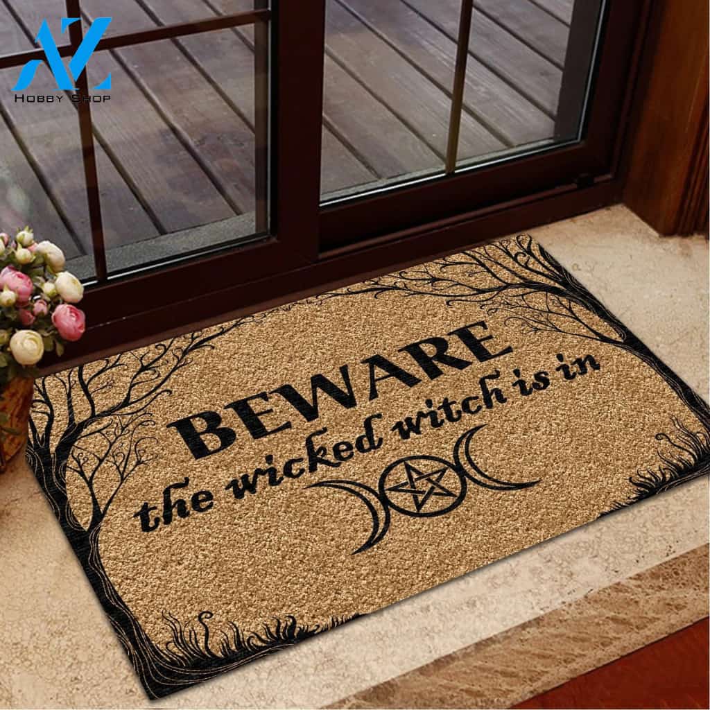 Halloween Beware The Witch Is In Doormat Indoor And Outdoor Mat Entrance Rug Sweet Home Decor Housewarming Gift Gift For Friend Family Stem Feminist
