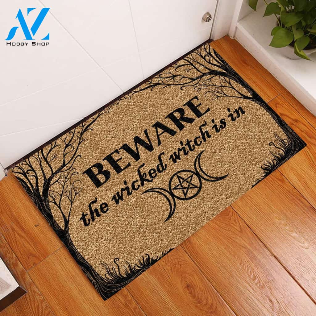 Halloween Beware The Witch Is In Doormat Indoor And Outdoor Mat Entrance Rug Sweet Home Decor Housewarming Gift Gift For Friend Family Stem Feminist