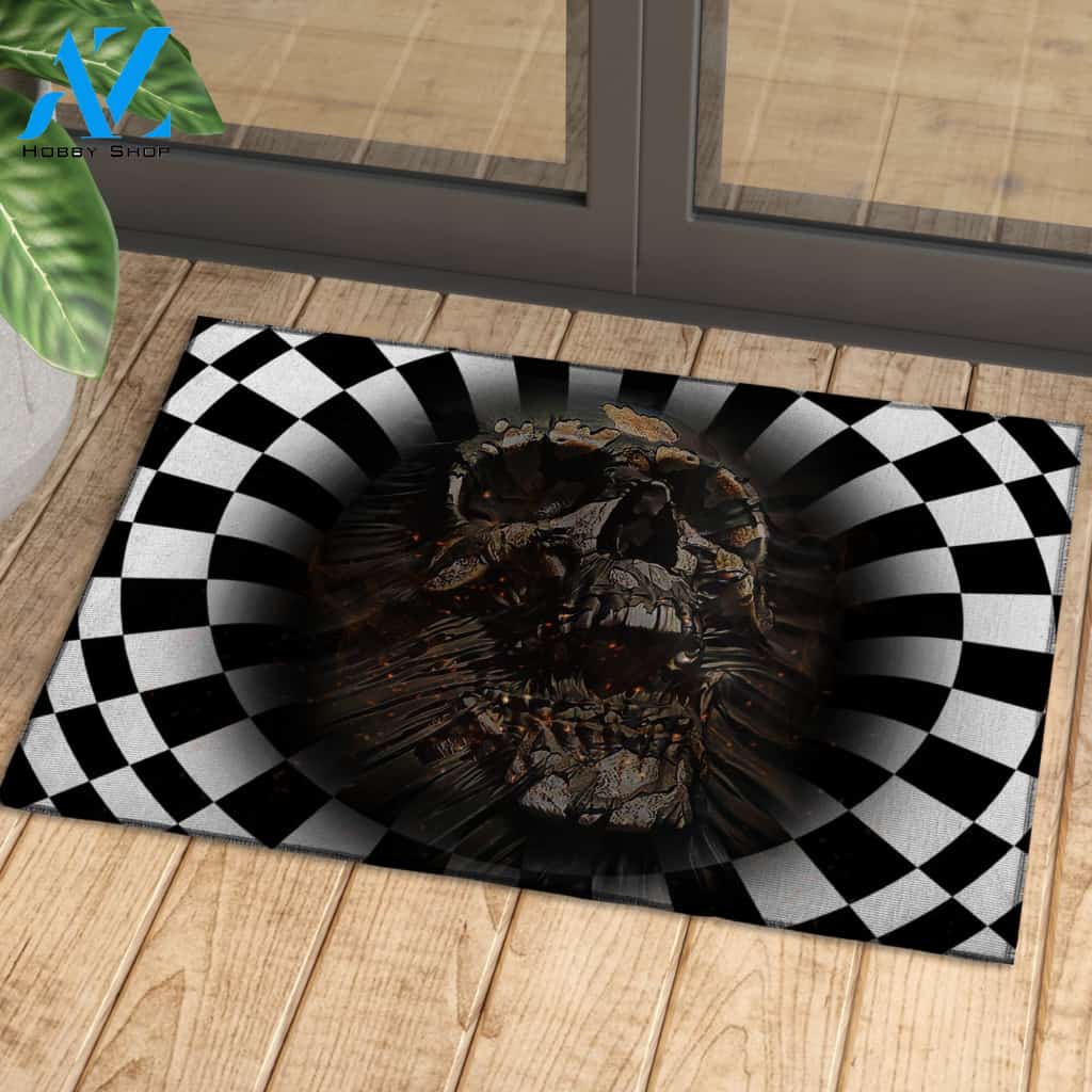 Halloween Black Skull Doormat Indoor And Outdoor Mat Entrance Rug Sweet Home Decor Housewarming Gift Gift For Friend Family Stem Feminist