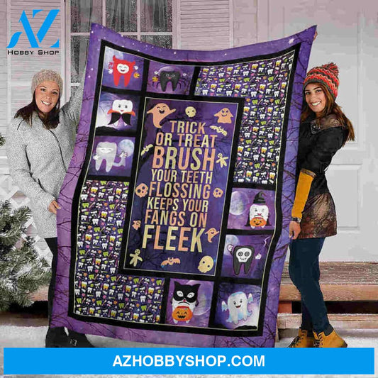 Halloween Blanket, Brush Your Teeth Flossing, Gift Home Decor Bedding Couch Sofa Soft And Comfy Cozy