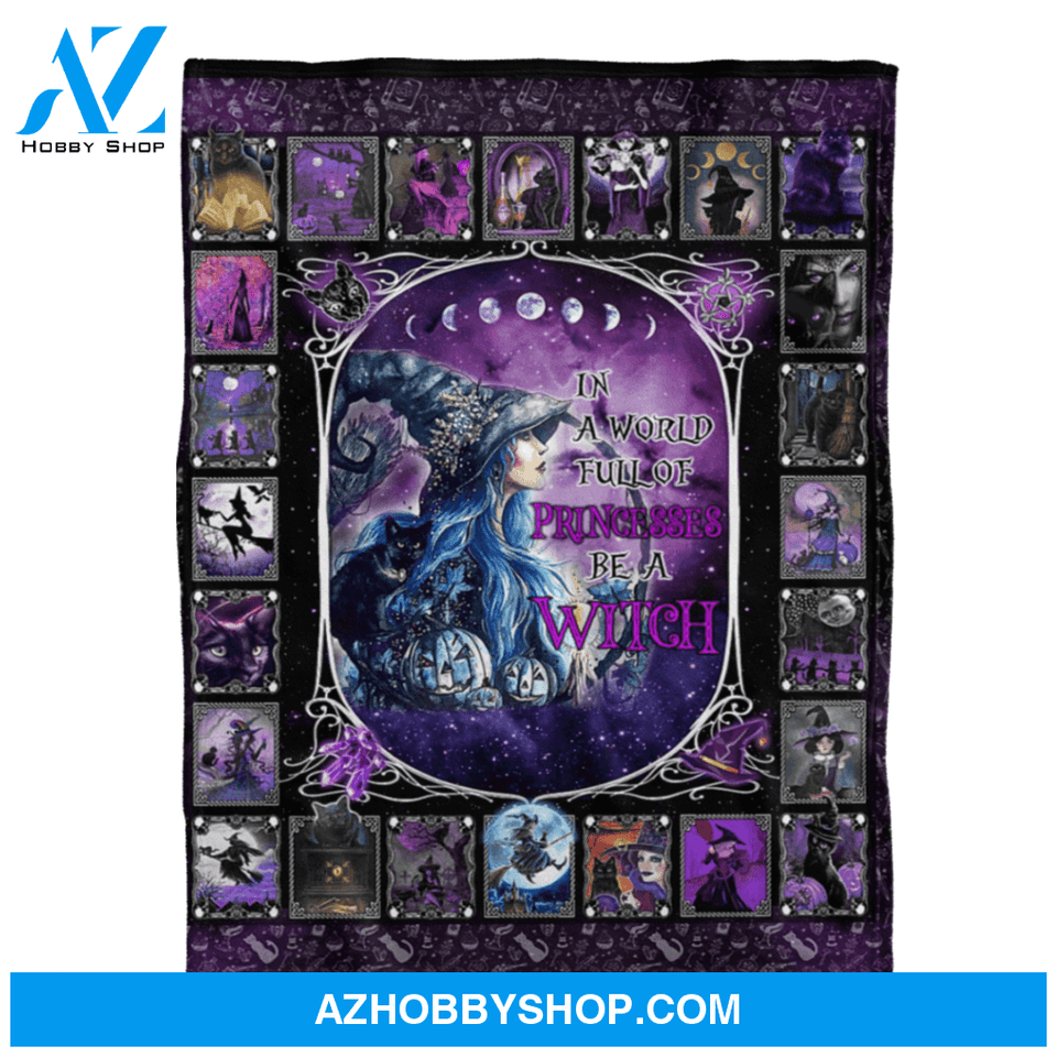 Halloween Blanket, Full Of Princess Be A Witch Fleece Blanket Gift For Family