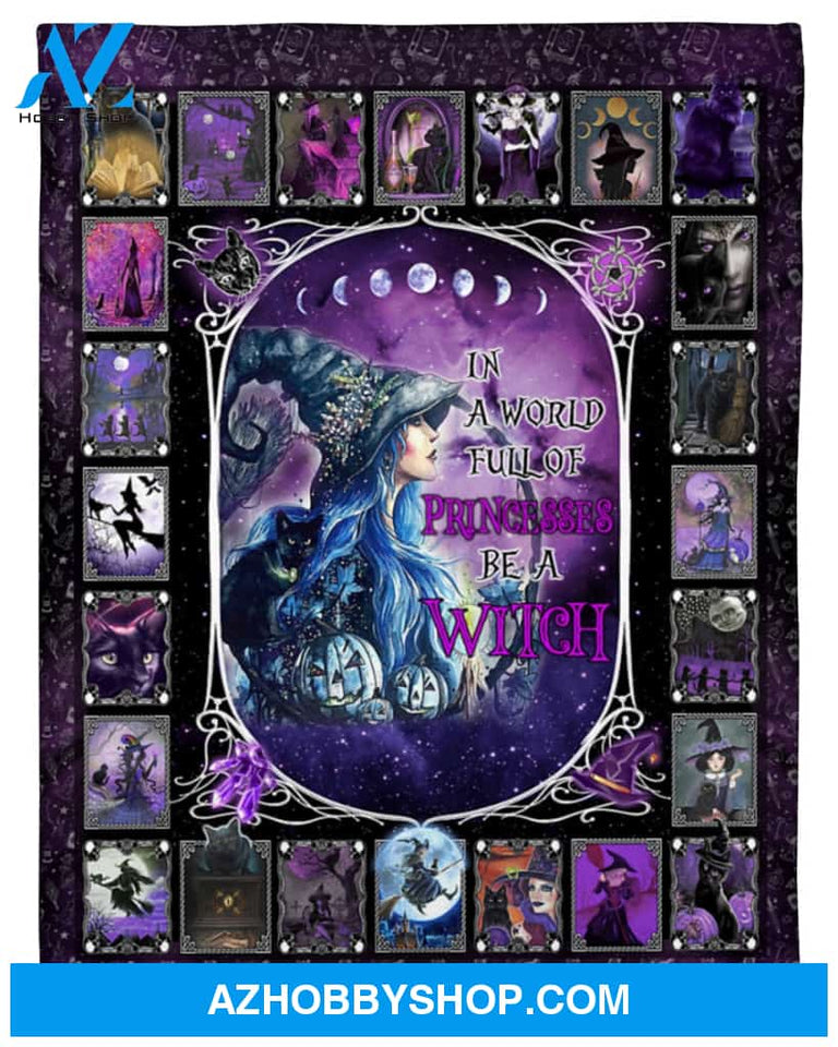 Halloween Blanket, Full Of Princess Be A Witch Fleece Blanket Gift For Family