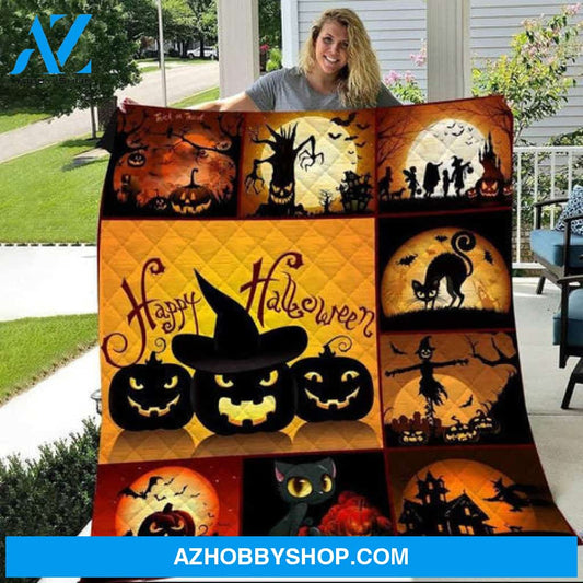 Halloween Blanket, Halloween Pumpkin Fleece Blanket