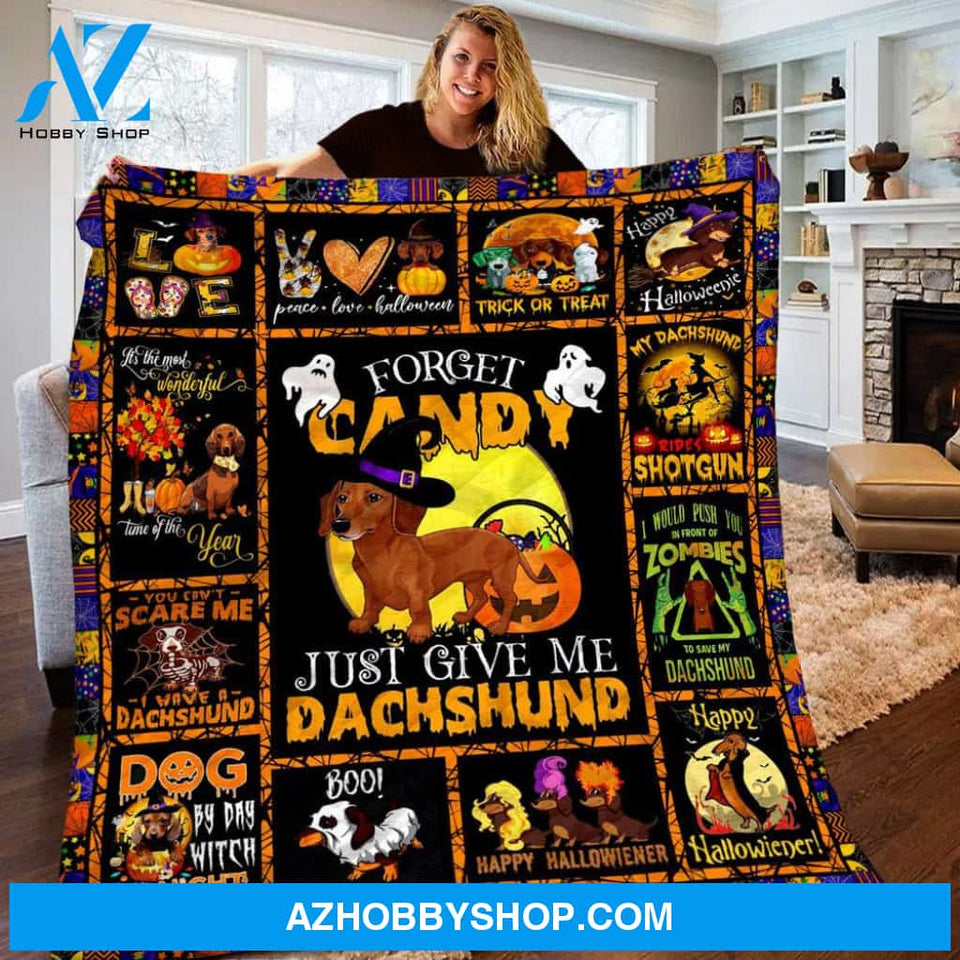 Halloween Blanket,Soft Blanket, Just Give Me Dachshund, Gift Home Decor Bedding Couch Sofa Soft And Comfy Cozy