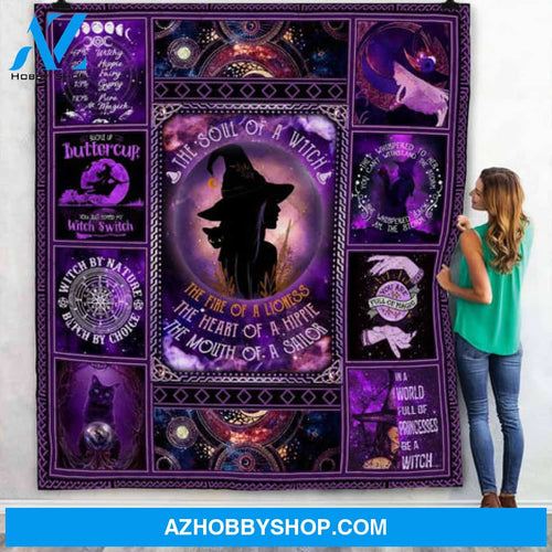 Halloween Blanket, The Soul Of A Witch Halloween Purple Blanket