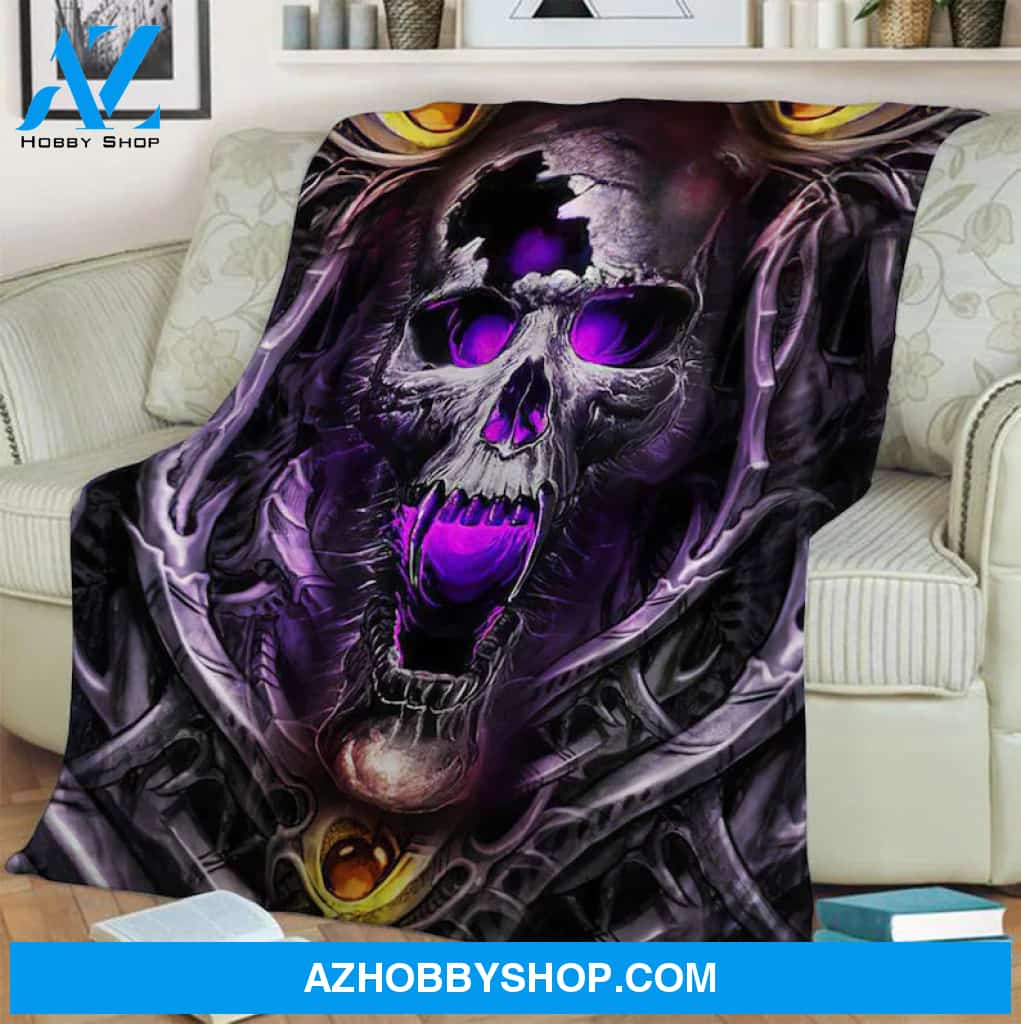 Halloween Blanket With Scary And Spooky Skull. Birthday,Anniversary,Halloween Blanket, Gift For Friend Family Home Decor Bedding Couch Sofa Soft and Comfy Cozy