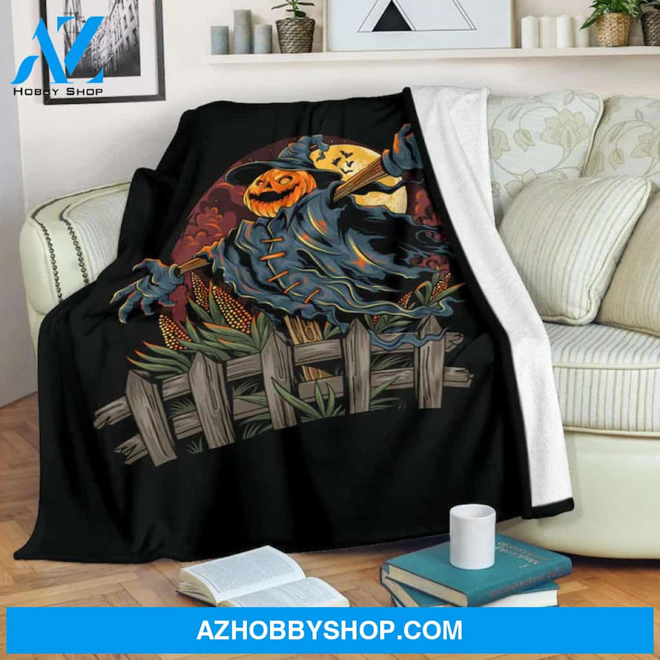 Halloween Blankets, Halloween Fleece Blankets, Scary Scarecrow Pumpkins, Gift For Friend Family Home Decor Bedding Couch Sofa Soft and Comfy Cozy