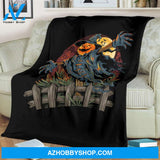 Halloween Blankets, Halloween Fleece Blankets, Scary Scarecrow Pumpkins, Gift For Friend Family Home Decor Bedding Couch Sofa Soft and Comfy Cozy