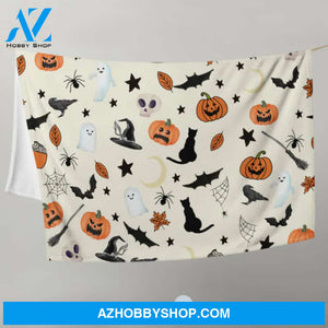 Halloween Blankets, Unique Textures, Pumpkins, Bats, Cats And Witch Brooms. Gift For Friend Family Home Decor Bedding Couch Sofa Soft and Comfy Cozy