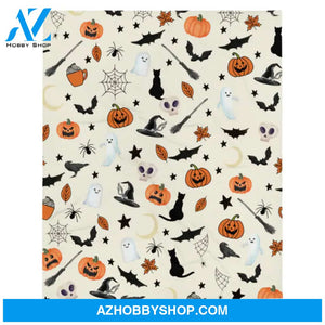 Halloween Blankets, Unique Textures, Pumpkins, Bats, Cats And Witch Brooms. Gift For Friend Family Home Decor Bedding Couch Sofa Soft and Comfy Cozy