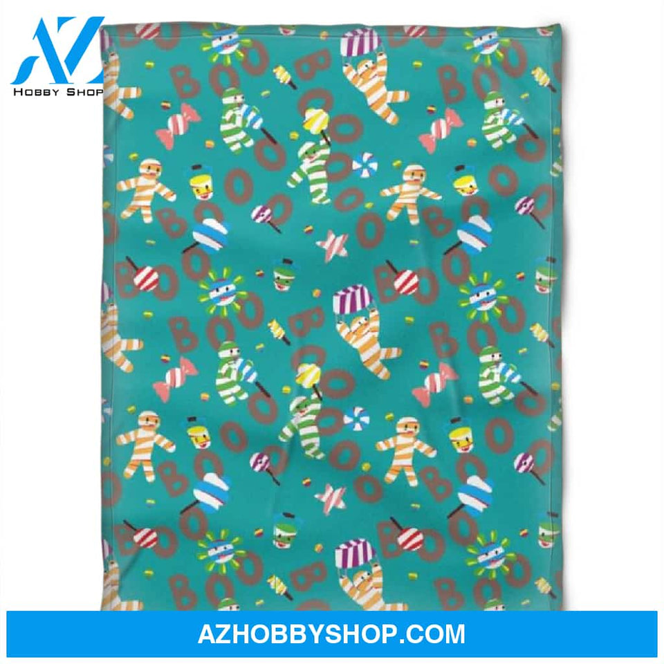 Halloween Blue Pattern Horrible Fleece Blanket Halloween Adult Blanket, Pumpkins Emotions Halloween,Trick or Treat Home Decor Bedding Couch Sofa Soft And Comfy Cozy