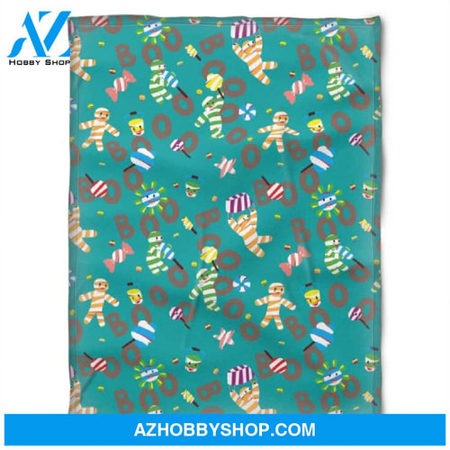 Halloween Blue Pattern Horrible Fleece Blanket Halloween Adult Blanket, Pumpkins Emotions Halloween,Trick or Treat Home Decor Bedding Couch Sofa Soft And Comfy Cozy