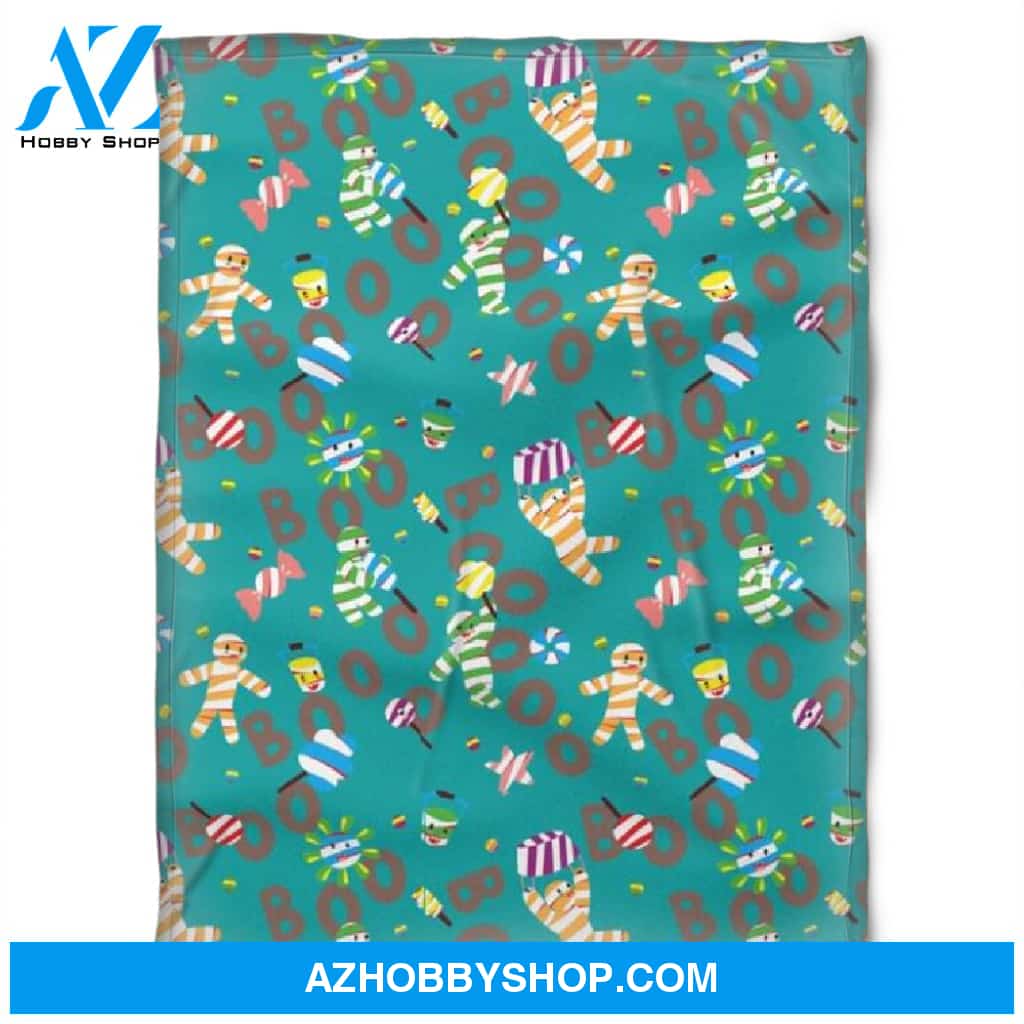 Halloween Blue Pattern Horrible Fleece Blanket Halloween Adult Blanket, Pumpkins Emotions Halloween,Trick or Treat Home Decor Bedding Couch Sofa Soft And Comfy Cozy