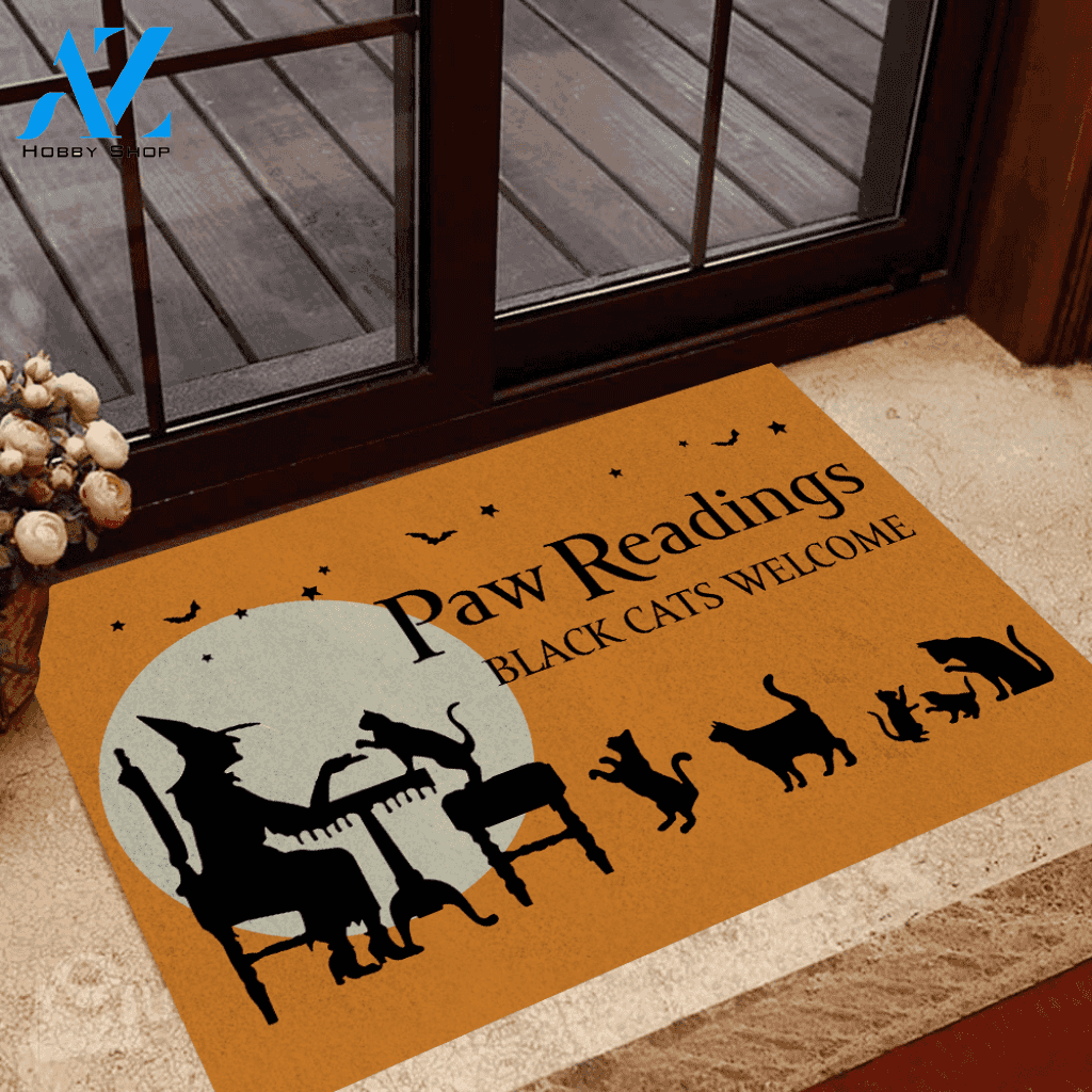 Halloween, Cat Doormat Halloween Paw Reading | Welcome Mat | House Warming Gift