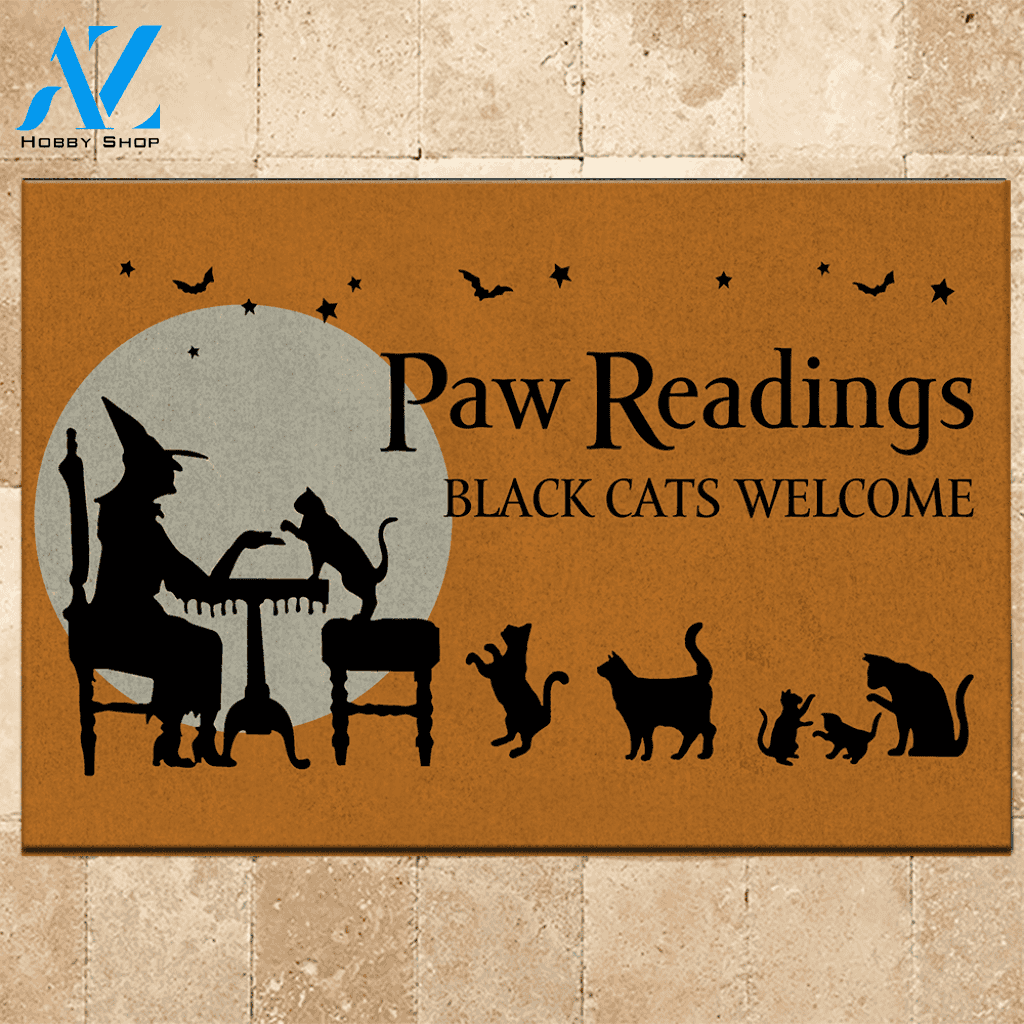 Halloween, Cat Doormat Halloween Paw Reading | Welcome Mat | House Warming Gift