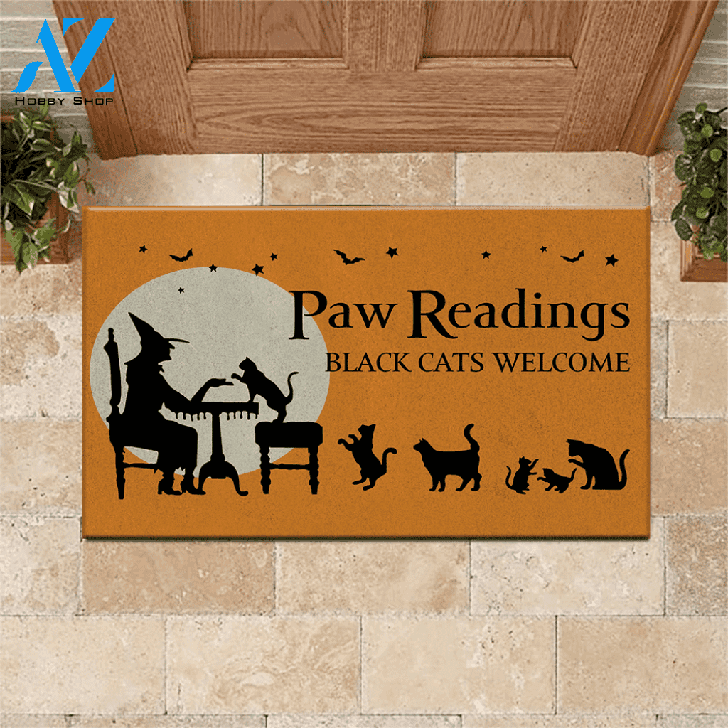 Halloween, Cat Doormat Halloween Paw Reading | Welcome Mat | House Warming Gift