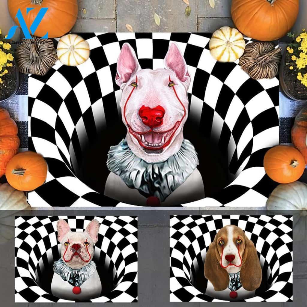 Halloween Clown Dog, Vortex Dog Personalized Doormat