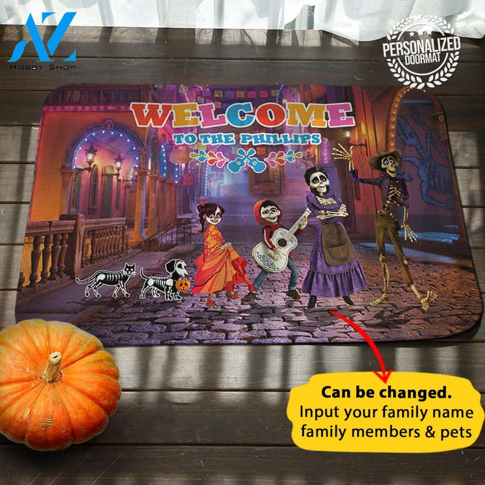 Halloween Coco Family Personalized Doormat