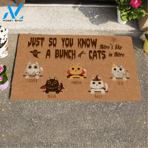 Halloween Cute Cat , Just So You Know There's Like A Bunch Of The Cats In There Personalized Halloween Doormat TV