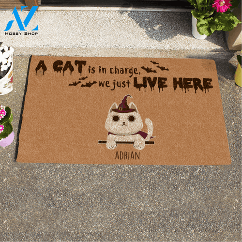 Halloween Cute Cat, The Cats Are In Charge We Just Live Here Personalized Doormat TV