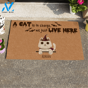 Halloween Cute Cat, The Cats Are In Charge We Just Live Here Personalized Doormat TV