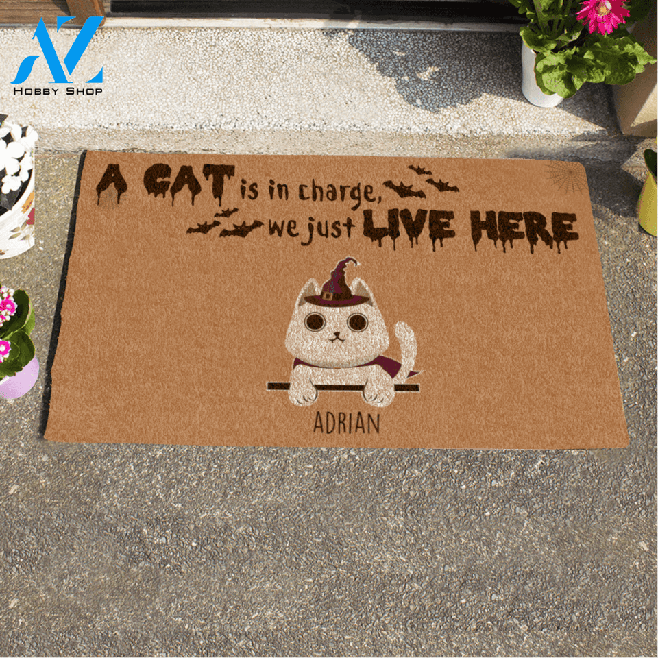 Halloween Cute Cat, The Cats Are In Charge We Just Live Here Personalized Doormat TV