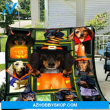 Halloween Cute Witch Dachshund Dog Lover Amazing, Gift None Soft Blanket Fleece Blanket Home Decor Bedding Couch Sofa Soft And Comfy Cozy