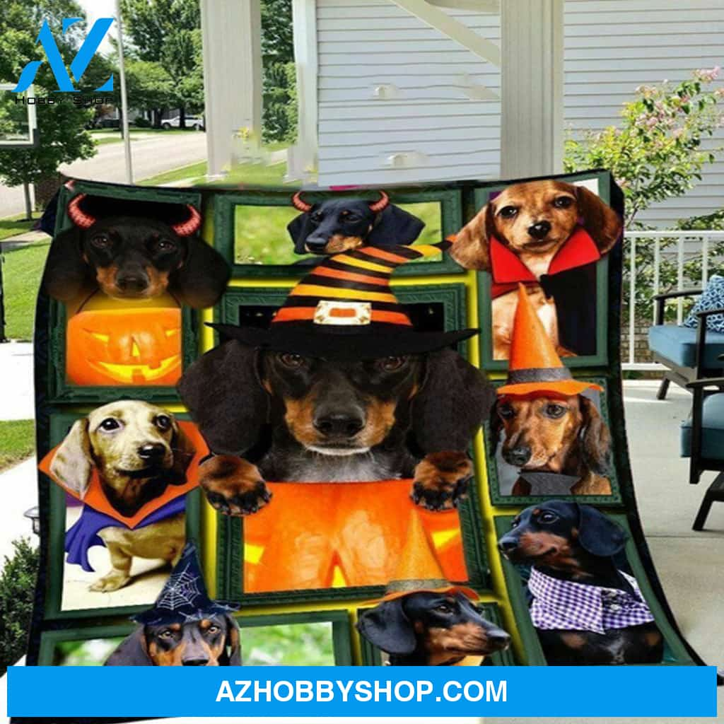 Halloween Cute Witch Dachshund Dog Lover Amazing, Gift None Soft Blanket Fleece Blanket Home Decor Bedding Couch Sofa Soft And Comfy Cozy