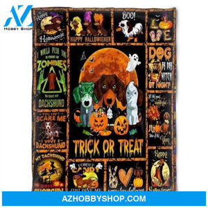 Halloween Dachshund Trick Or Treat Halloween Fleece Blanket Halloween Adult Blanket