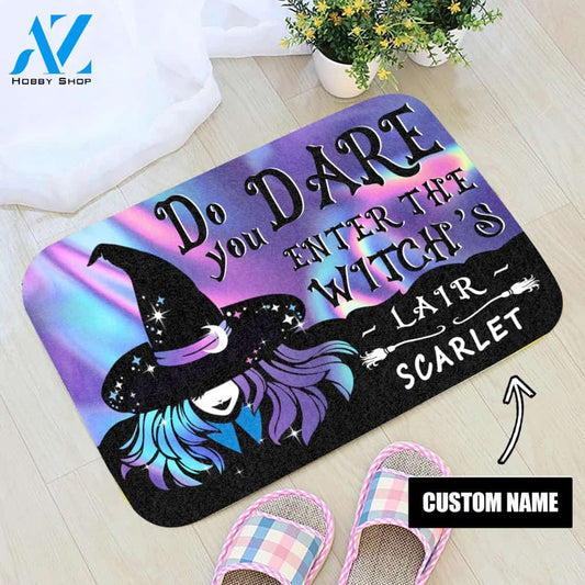 Halloween Do You Dare Enter The Witch's Lair Custom Doormat PTU
