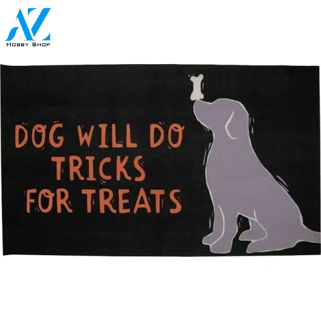 Halloween Dog Will Do Tricks For Treats Doormat Welcome Mat Housewarming Gift Home Decor Funny Doormat Gift For Dog Lovers Happy Halloween