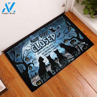 Halloween Don't Let The Cat Out Doormat Indoor And Outdoor Mat Entrance Rug Sweet Home Decor Housewarming Gift Gift For Friend Family Stem Feminist