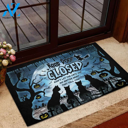 Halloween Don't Let The Cat Out Doormat Indoor And Outdoor Mat Entrance Rug Sweet Home Decor Housewarming Gift Gift For Friend Family Stem Feminist