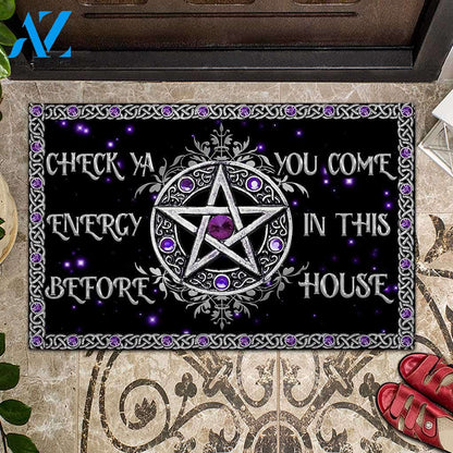 Halloween Doormat, Check Ya Energy Purple Pentagram Doormat