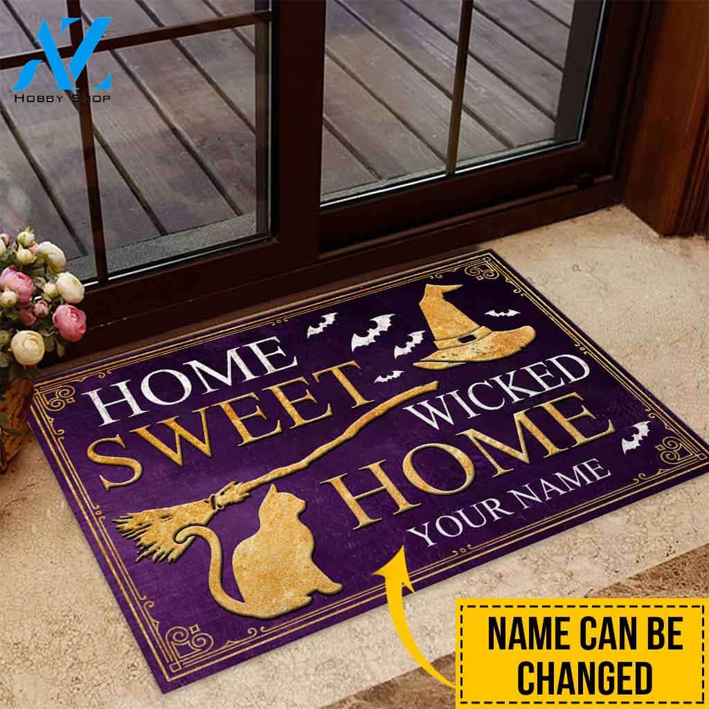 Halloween Doormat, Home Sweet Wicked Home Halloween Witch Personalized Doormat