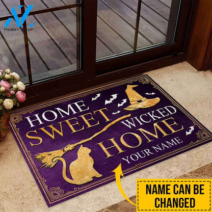 Halloween Doormat, Home Sweet Wicked Home Halloween Witch Personalized Doormat