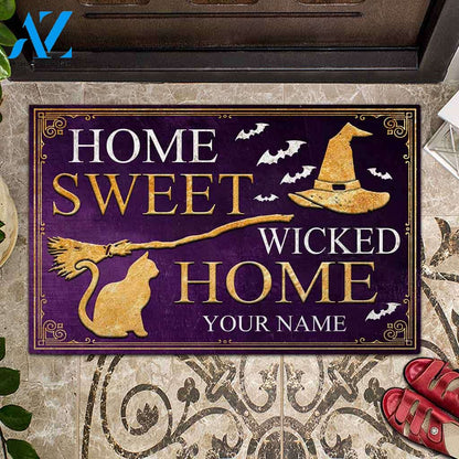 Halloween Doormat, Home Sweet Wicked Home Halloween Witch Personalized Doormat
