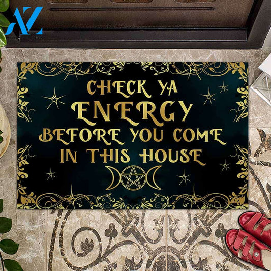 Halloween Doormat, Welcome Rug, Check Ya Energy Before You Come In This House Doormat