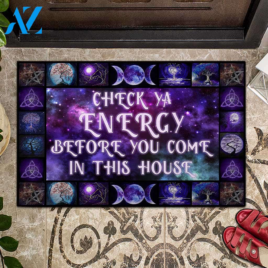 Halloween Doormat, Welcome Rug, Check Ya Energy Before You Come In This House Purple Doormat