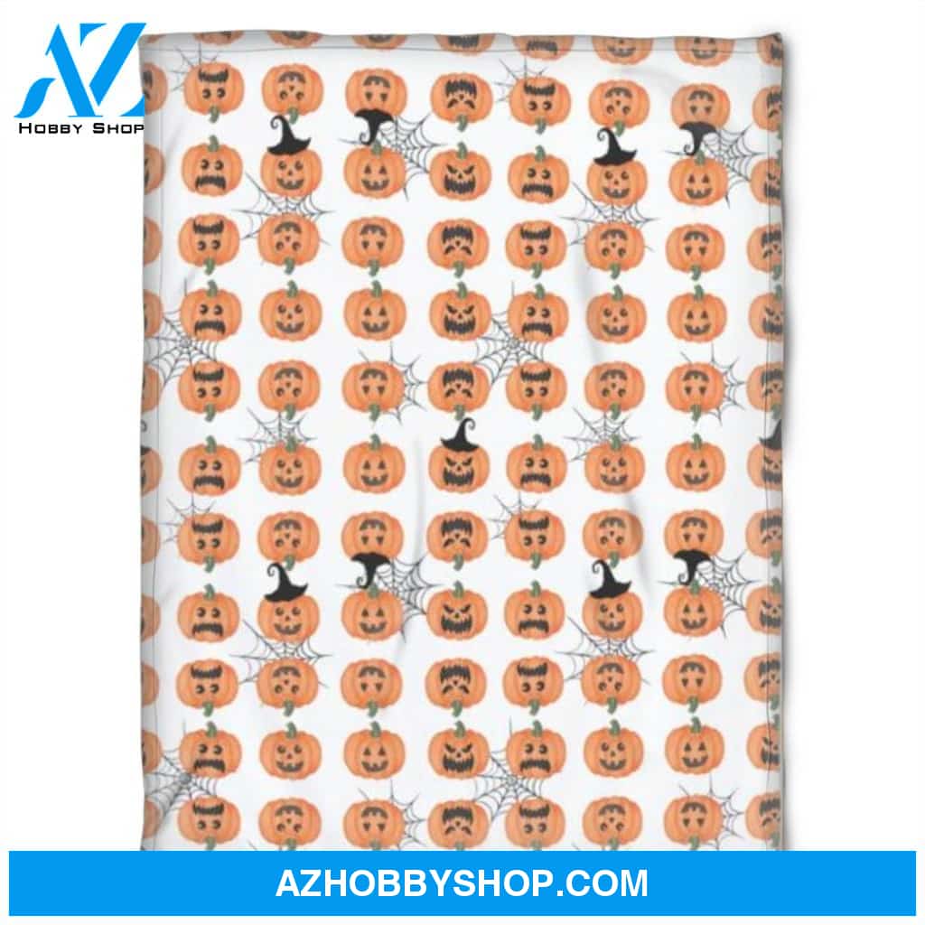 Halloween Enmotins Pumkins And Spider Fleece Blanket Halloween Adult Blanket