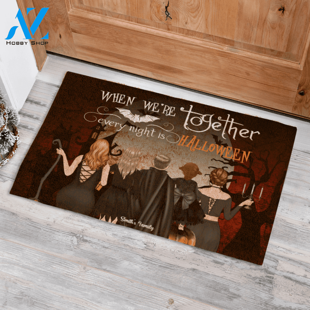 Halloween Family Witch Dracula Trick Or Treat Night Printed Doormat Home Decor