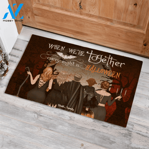 Halloween Family Witch Dracula Trick Or Treat Night Printed Doormat Home Decor