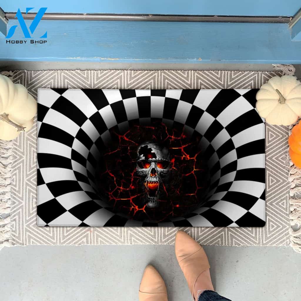 Halloween Fire Skull Doormat Indoor And Outdoor Mat Entrance Rug Sweet Home Decor Housewarming Gift Gift For Friend Family Stem Feminist