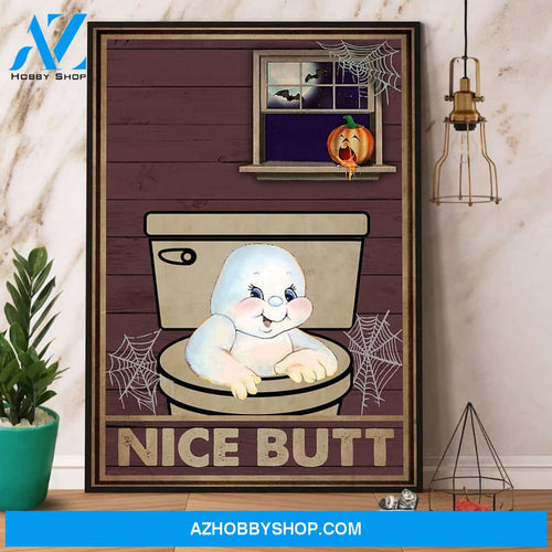 Halloween Ghost Nice Butt Pumpkin Window Canvas And Poster, Wall Decor Visual Art, Halloween Gift, Happy Halloween