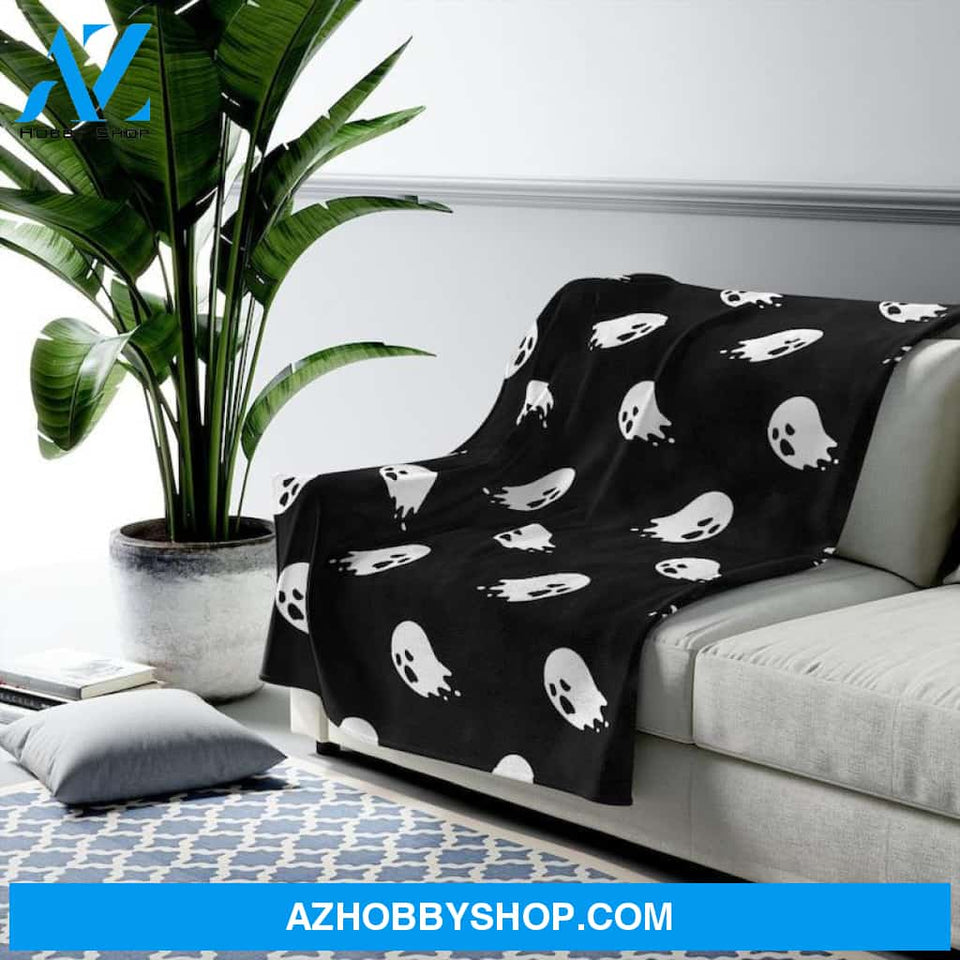 Halloween Ghost Velveteen Plush Fleece Blanket Halloween Adult Blanket, Pumpkins Emotions Halloween,Trick or Treat Home Decor Bedding Couch Sofa Soft And Comfy Cozy