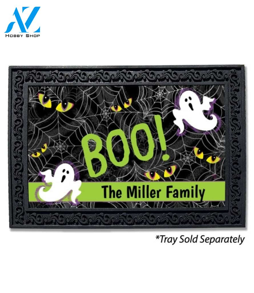 Halloween Ghosts and Webs Personalized Doormat - 18" x 30"