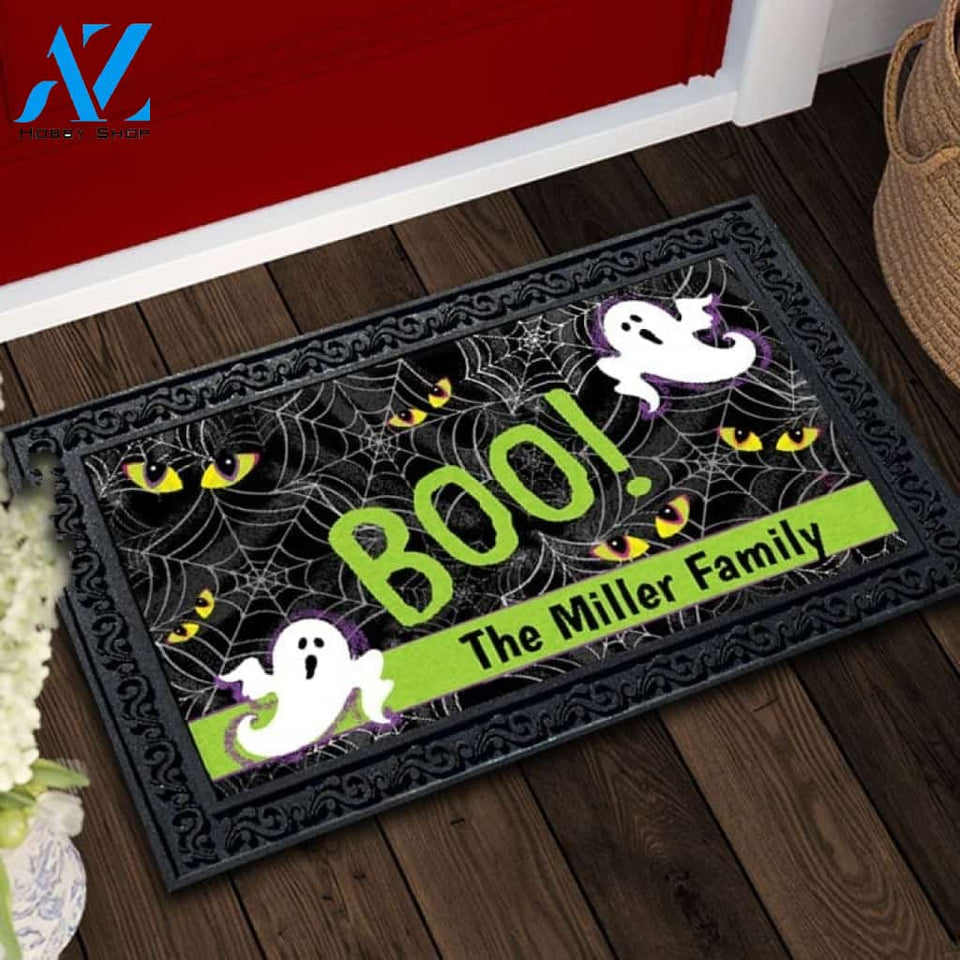 Halloween Ghosts and Webs Personalized Doormat - 18" x 30"