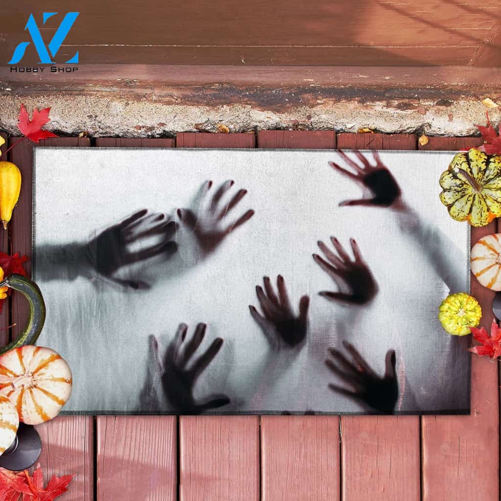 Halloween Hands Under Glass Doormat Indoor And Outdoor Mat Entrance Rug Sweet Home Decor Housewarming Gift Gift For Friend Family Stem Feminist