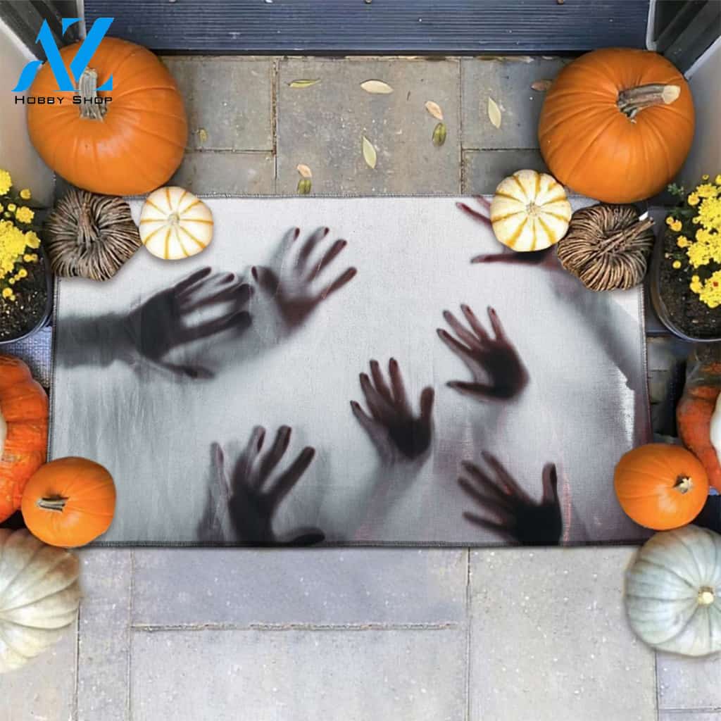 Halloween Hands Under Glass Doormat Indoor And Outdoor Mat Entrance Rug Sweet Home Decor Housewarming Gift Gift For Friend Family Stem Feminist