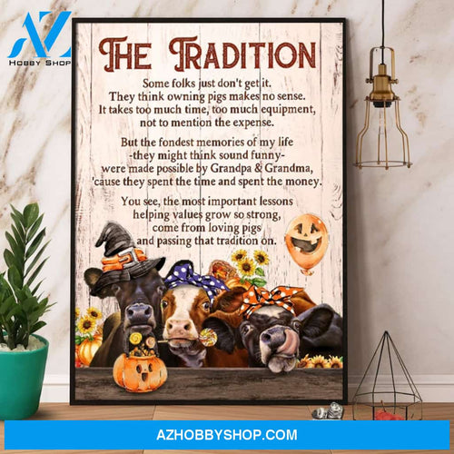 Halloween Happy Cows The Tradition Canvas And Poster, Wall Decor Visual Art, Halloween Gift, Happy Halloween